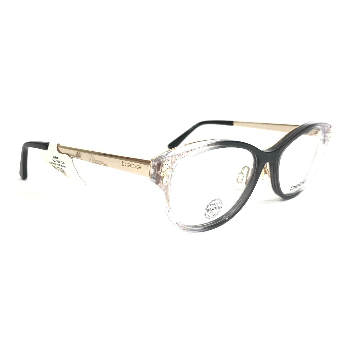 Bebe Sunglasses Black Clear Cat Eye Translucent Sunglasses Metallic Trim Logo bebe-bb7024-sunglasses-  main image 3