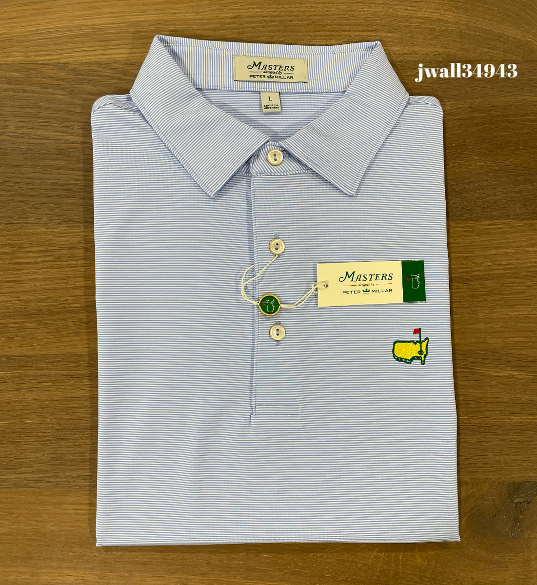 MASTERS by Peter Millar Men's Micro Stripe Golf Polo Shirt Lavender NEW