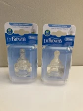 Dr. Brown's Natural Flow 3M+ Silicone Narrow Bottle Nipple, Level 2 Lot Of 2