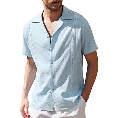Plus Size Mens Short Sleeve Camp Shirt 