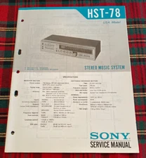 SONY HST-78 STEREO MUSIC SYSTEM ORIGINAL SERVICE MANUAL SCHEMATIC M772x