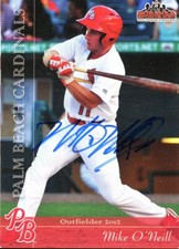 2012 Palm Beach Cardinals MIKE O'NEILL Signed Card AUTO autograph