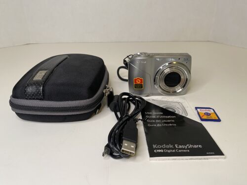Kodak EasyShare C190 12 Megapixel 5X Digital Camera Case SD Card Silver TESTED