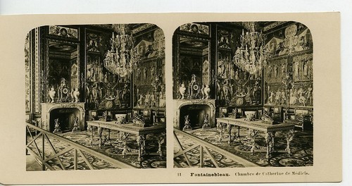 Fontainebleau Castle Catherine de Medicis Bedroom NPG Stereoview Photo 1900 - Picture 3 of 3