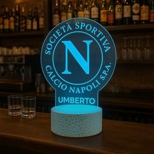 Lampada in Plexiglass Napoli Calcio e Nome Personalizzato  Luce LED 7 Colori