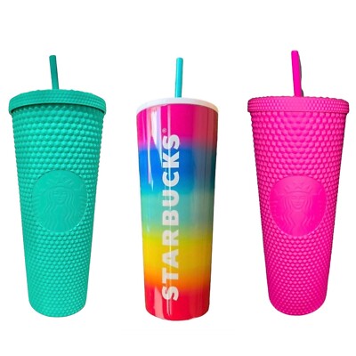3 Starbucks Mexico Pink Tinted Studded Cup 2022 Wanda Rainbow Cosmo