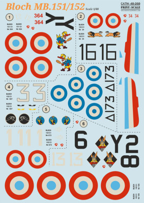 Bloch MB.151/152 / 48-268 1/48 Scale Decals Print Scale
