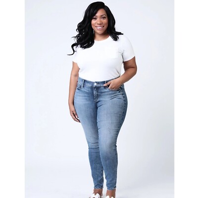 Plus Size Mid Rise Ankle Skinny by Slink Jeans