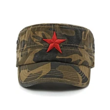 Men Camouflage Star Army Cadet Cap Short Brim Adjustable Trucker Flat Hat