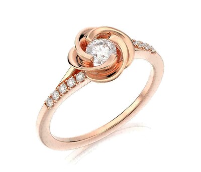 1.00Ct Round Cut Simulated Single Diamond Flower Shape Ring 14K Rose Gold Plated