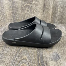 Oofos OOahh Sandals Mens 10 Black Recovery Support Slides Casual Comfort Unisex