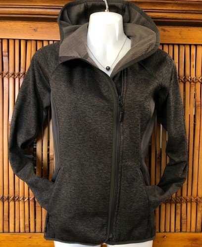 THE NORTH FACE RARE Womens Dark Gray Knit Fleece Full Zip Hoodie Jacket XS - Picture 3 of 7