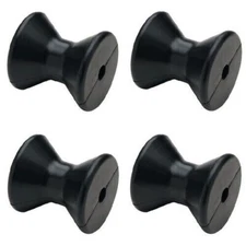 4 PACK 4 Inch Mounting Width Boat Trailer Black Molded Rubber Bow Stop Roller