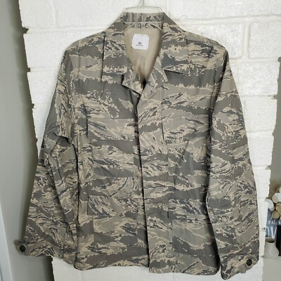 USAF Air Force Military Issue Jacket Tiger Camoflage GI Green Full Button 36S