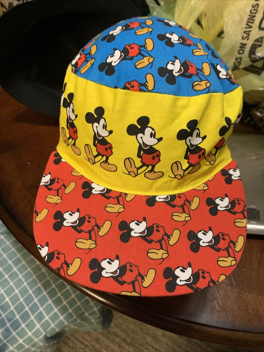 Disney Mickey Mouse Painters Hat~ Fresh Caps Vintage 80’s Red Blue Yellow  Youth