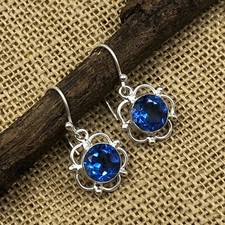 Natural Tanzanite Gemstone 925 Sterling Silver Earrings Birthstone Jewelry Gift