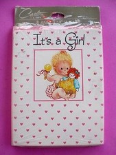 VINTAGE BABY GIRL ANNOUNCEMENT CARDS SEALED PKG 8 CARDS/ENVELOPES CARLTON CARDS
