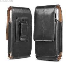 LUXMO Vertical Leather Wallet Case Cell Phone Pouch Belt Clip Holster Cover US