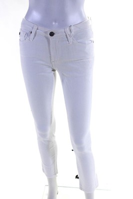 AG Adriano Goldschmied Womens Prima Ankle Cigarette Slim Jeans White Size 24