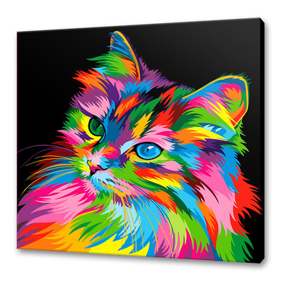 Stoffpuppe Katze bunt personalisiert Leinwandbild Bild Wandbild 12''x12''