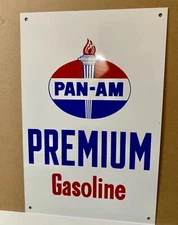 Pan-AM Premium Gasoline oil gas metal sign standard