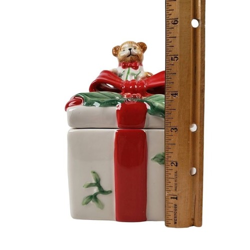 Spode Christmas Tree Bear Covered Box 6" Tall Vintage Ceramic Trinket Box - Picture 2 of 10