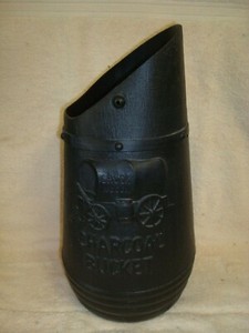 Vintage Plastic Black Charcoal Storage Bucket 17 3/4" Tall (Item #254)