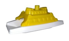Vintage Plastic Bathtub Floating Toy Boat, Made In The USA Car Ferry Yellow