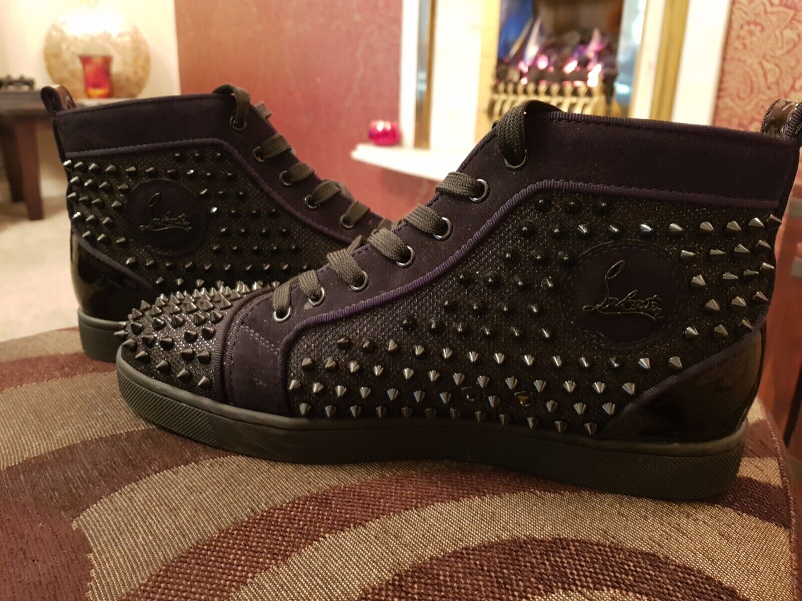 Men's Christian Louboutin Black Louis Spikes Sneakers EU43- Excellent  Condition