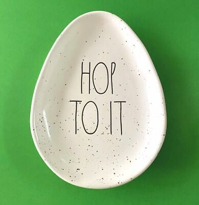 RAE DUNN White Speckled HOP TO IT Easter EGG Plate Ceramic Dish Magenta NEW  | eBay