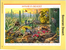 USPS SOUVENIR PAGE THE SONORAN DESERT MINIATURE SHEET SERIES PANE OF (10) 1999