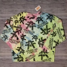 New Women's AMERICAN FIGHTER Sketch Tie Dye Crew Sweatshirt Size X-Large