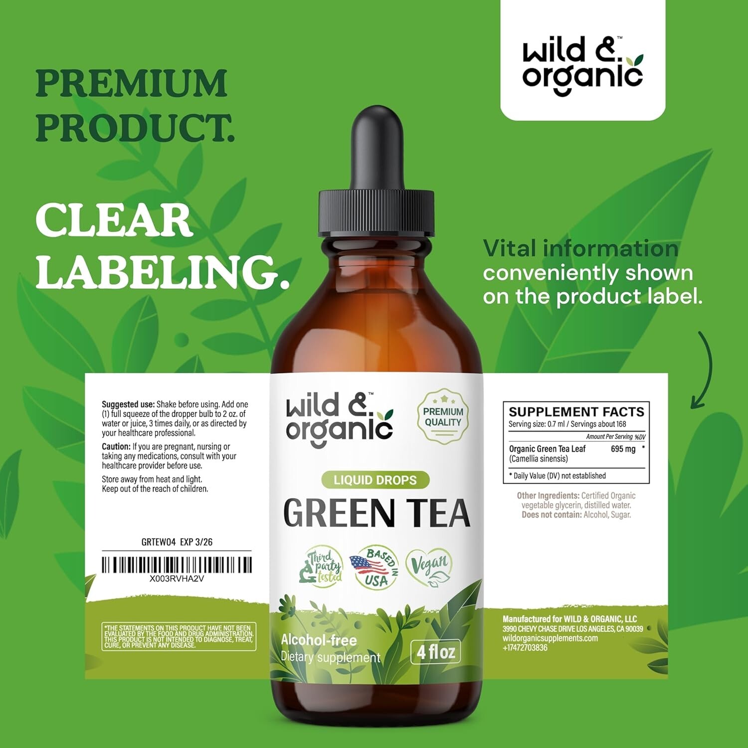 Green Tea Extract Liquid Drops - Antioxidant-Rich Green Tea Supplement -⭐️⭐️⭐️⭐