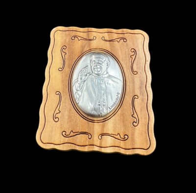 Laminato AG Pope Francis Religious Plaque Wood Vintage Silver