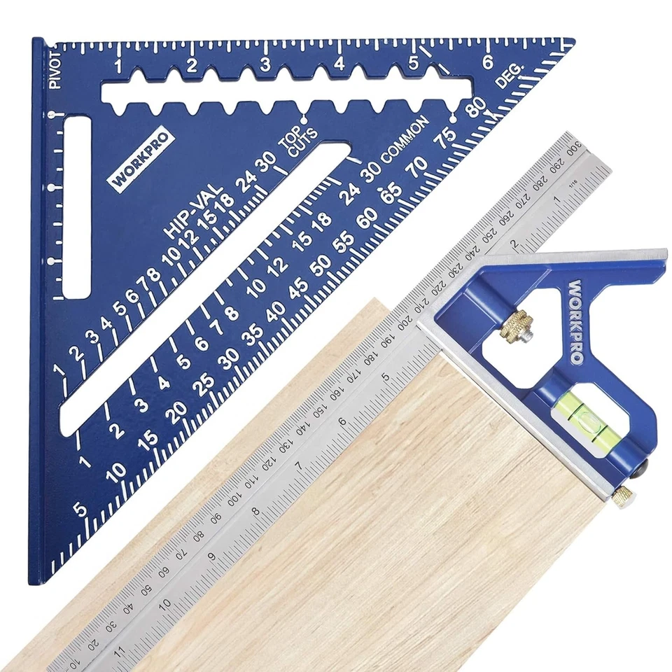 WORKPRO 7" rafter square and 12" combination square Tool Set Durable Material - image 2 of 4