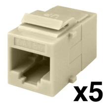 Construct Pro Cat5e Keystone Pass-Through Coupler Jack Insert (Ivory, 5-Pack)