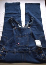 Dickies Women's Denim Bib Overalls Stretch Double Front Lg NWT 38x31 Cotton/Poly