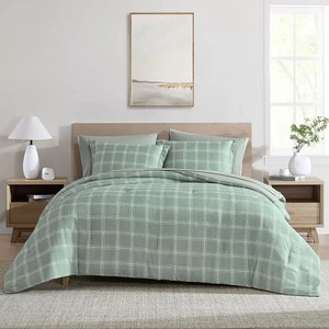 Swift Home Complete Reversible Green Printed Comforter Set Bed in Bag Queen NEW!