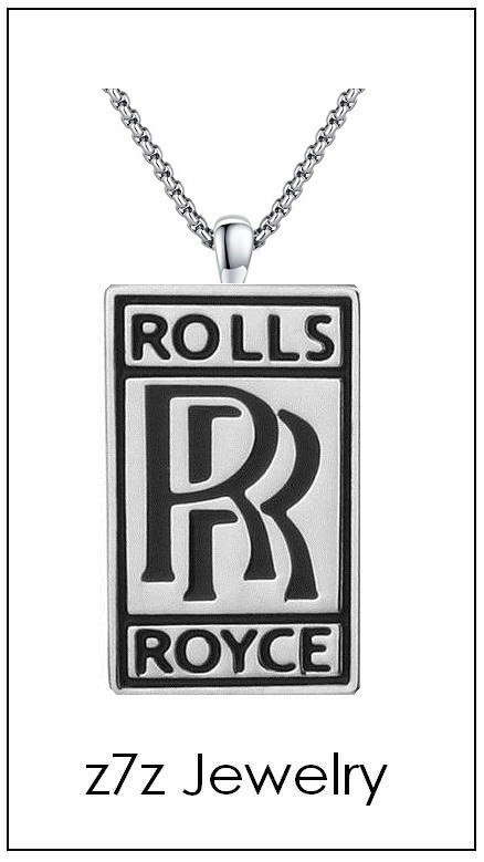 ForeverHandCrafted ROLLS ROYCE Emblem Necklace - 1" Silver Steel Auto Pendant