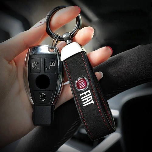 Portachiavi per Auto Fiat 500 Ducato Panda Punto Tipo in Pelle Scamosciata - Foto 4 di 7