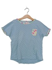 Tchibo Mädchen T-Shirt Gr. 122/128 Hellblau Punkte Blumen Brusttasche