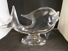Vintage Murano Sommerso Handblown fish On Waves Art Glass 11" x 10.5