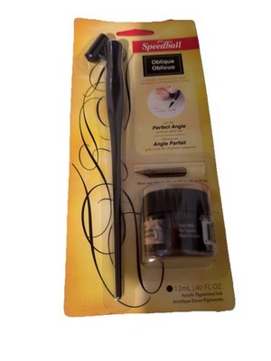 Speedball Oblique Pen Holder Hunt #101 Calligraphy Set with 12ml Acrylic Ink