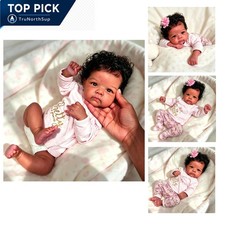 Black Reborn Baby Doll 18 Inch Full Body Silicone Lifelike Baby Girl