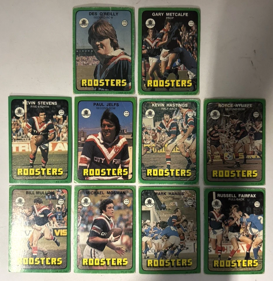 Roosters NRL Rugby League Vintage 1978 Scanlens Cards Card Lot x 10 - image 3 of 4