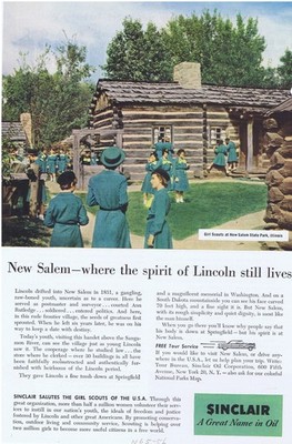 1956 Sinclair Oil Girl Scouts at New Salem State Park, Illinois Print Ad