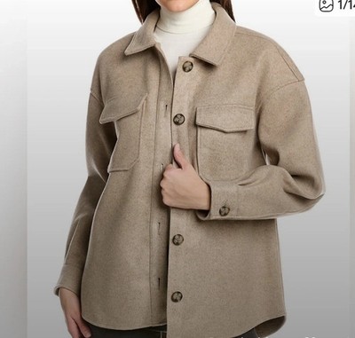 Avec Les Files Jacket Women s Button Down Schacket Jacket - light beige -Small