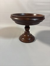 Frutero marrón con pedestal de madera vintage MCM