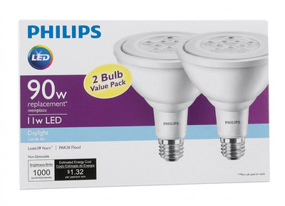 Philips 460568 90W Equivalent PAR38 LED Daylight Flood Light (2-Pack)