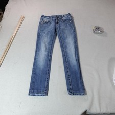 Miss Me Jeans Womens 25 Blue Skinny JES36SSL Distressed Rhinestone Pockets